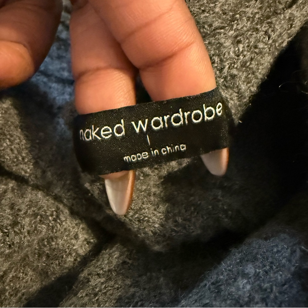 Naked Wardrobe Charcoal Off-Shoulder Sweater - Picture 4 of 4